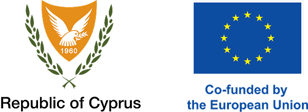 Emblem of the Republic of Cyprus and EU emblem including the co-funding statement.